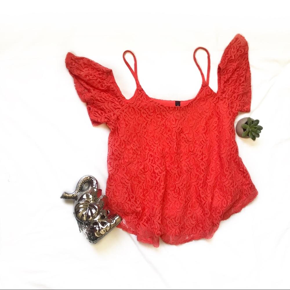 Jessica Simpson Off the Shoulder Orange Top